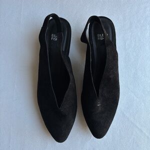 Eileen Fisher Women's Elegant Black suede pumps 2 inch heel